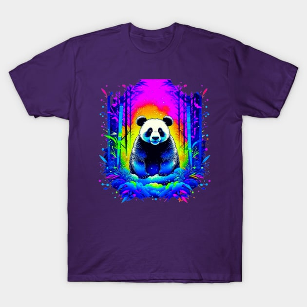 Panda Bear in Bamboo Forest T-Shirt by vystudio